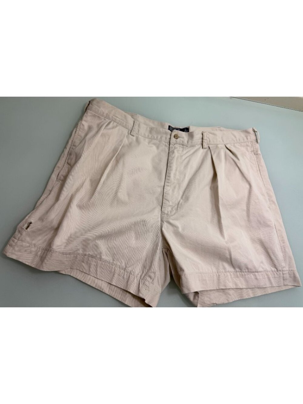 Vintage Polo Ralph Lauren Tyler Shorts Men 42 Beige Khaki Pleated 90s Y2K Cotton